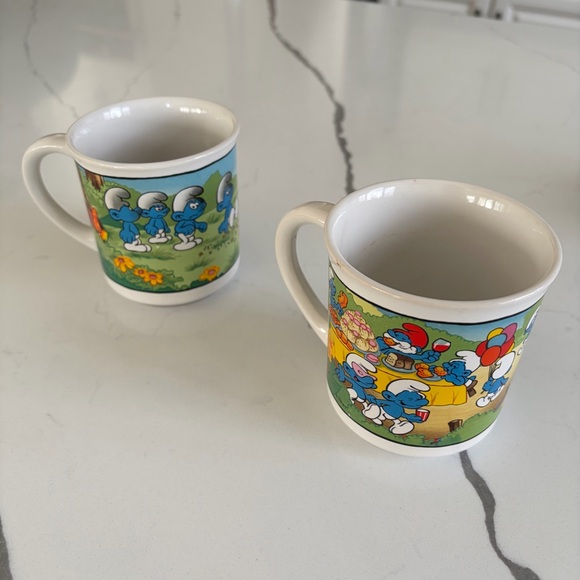 Vintage Smurfs “Grouchy” and “Jokey” Coffee Mugs - Picture 3 of 5